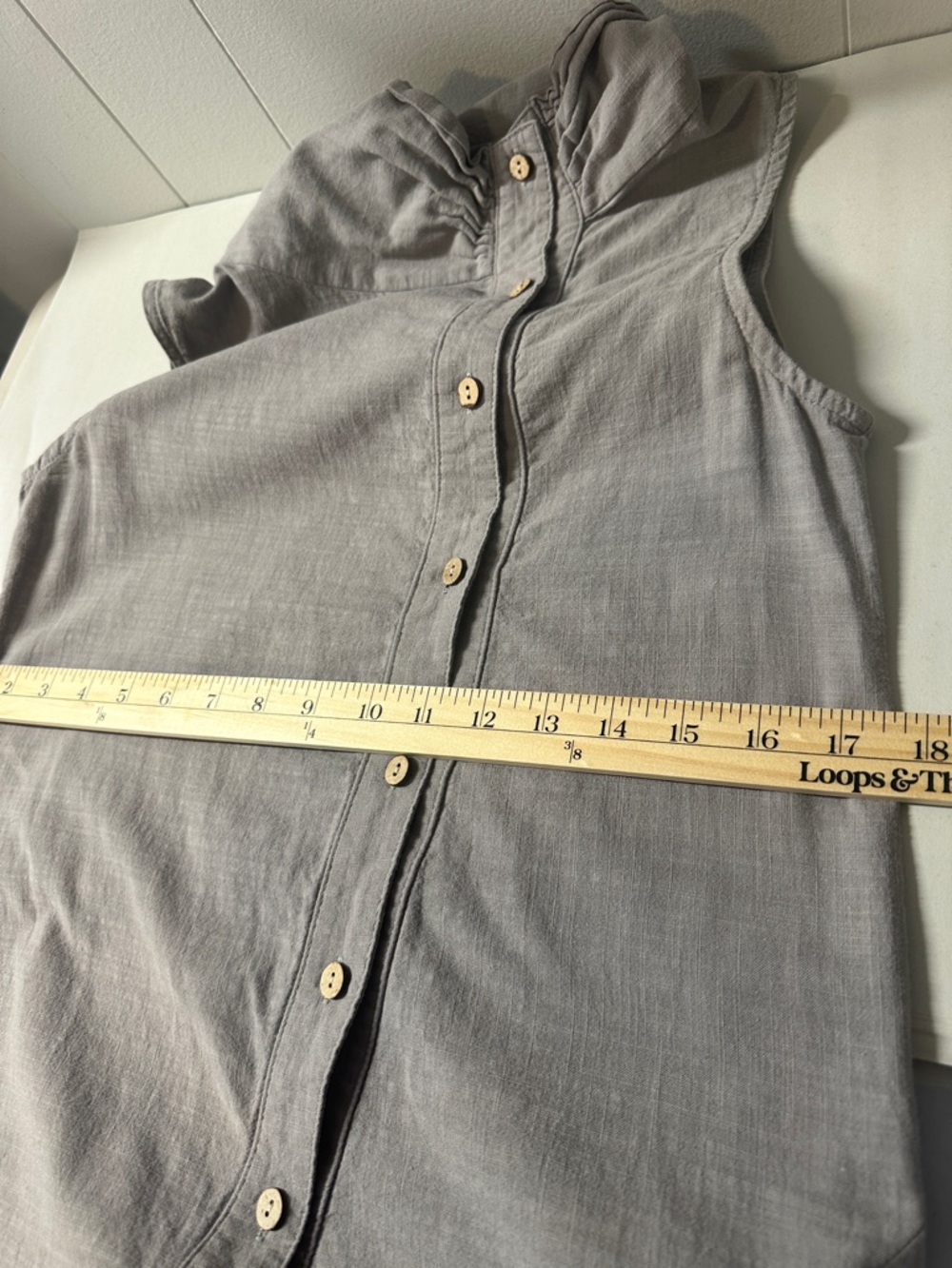 Grey Cotton Lagenlook Cowl Neck Sleeveless Button Down Maxi Dress Sz M - Picture 11 of 14